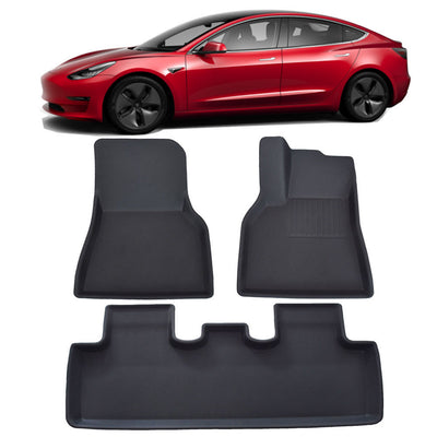 TESLA MODEL 3 Car Floor Mats 3D XPE Textured look - Front and Rear Set 2017-2024