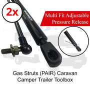 Gas Struts 650mm - Pressure Release 100N - Adjustable - Caravan - Trailer - Toolbox - (Pair) BRAUMACH Auto Parts & Accessories 