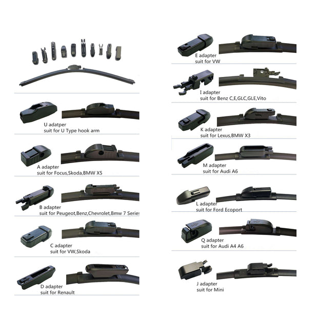 Front Rear Wiper Blades for Mini Mini Clubman R55 Wagon John Cooper Works 2007-2014