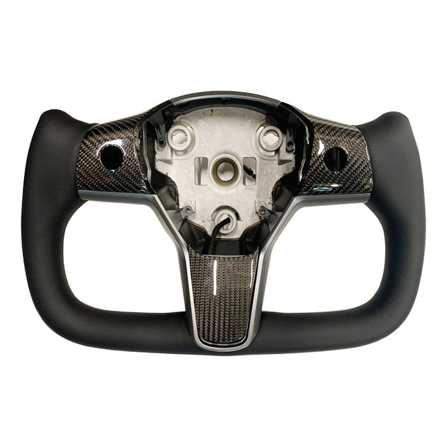 TESLA MODEL 3 - REAL CARBON FIBER YOKE Steering Wheel Heated - 2019-2023