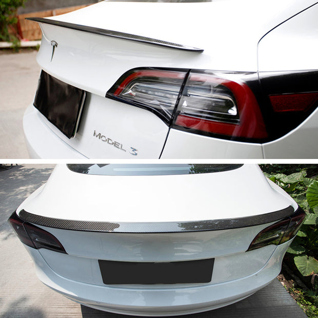 Tesla Model 3 Rear Spoiler REAL CARBON FIBER Material Compatible With 2017-2023