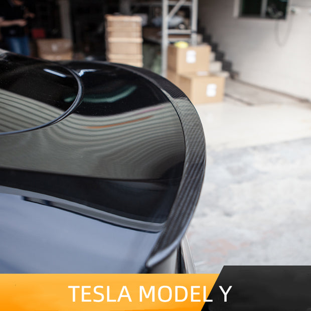 Tesla Model Y Rear Spoiler REAL CARBON FIBER Gloss Material Compatible With 2022-2023
