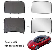 Tesla Model 3 Glass Roof Sunshade BLACK or WHITE Front Rear Sunroof Window UV Cover - 2017-2023