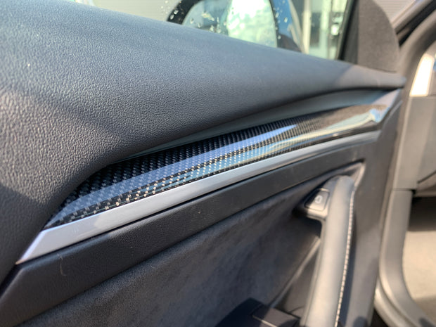 TESLA MODEL 3 / Y - REAL CARBON FIBRE OEM Dash Door trim replacements - 2019-2023