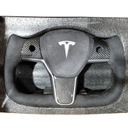 TESLA MODEL 3 - REAL CARBON FIBER YOKE Steering Wheel Heated - 2019-2023