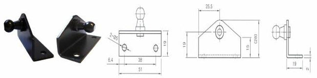 Brackets Right Angle Internal Ball for Gas Struts 10MM Black Zinc (4PCS) BRAUMACH Auto Parts & Accessories 