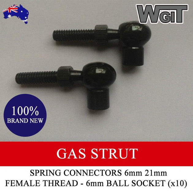 GAS STRUT - SPRING CONNECTORS 6mm FEMALE THREAD - 10mm BALL SOCKET ( x ...