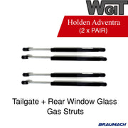 HOLDEN ADVENTRA GAS STRUTS TAILGATE + REAR WINDOW GLASS for VZ VY 2003-2009 (2 x PAIR) BRAUMACH Auto Parts & Accessories 