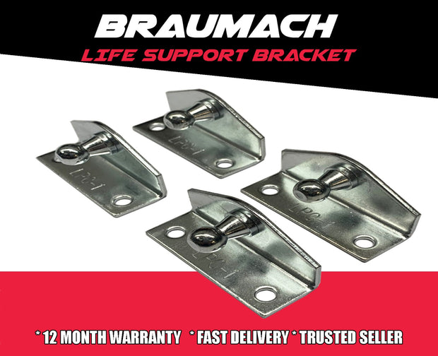 BRACKETS RIGHT ANGLE INTERNAL BALL suit GAS STRUTS 10MM BLACK ZINC (4PCS)