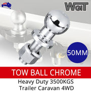 Tow Ball 50mm CHROME - Heavy Duty - 3500KGS - Trailer Hitch Caravan 4WD BRAUMACH Auto Parts & Accessories 