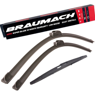 Wiper Blades Aero BMW X3 (For E83) SUV 2004-2010 FRONT PAIR & REAR BRAUMACH Auto Parts & Accessories 