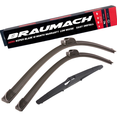 Wiper Blades Aero For Mitsubishi Mirage (LA) HATCH 2012-2016 FRONT PAIR & REAR BRAUMACH Auto Parts & Accessories 