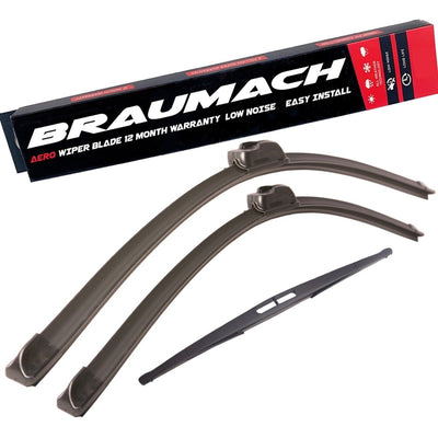 Wiper Blades Aero For Renault Trafic VAN 2004-2010 FRONT PAIR & REAR 3 x BLADES BRAUMACH Auto Parts & Accessories 