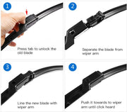 Wiper Blades Aero Peugeot 2008 (For A94) SUV 2013-2016 FRONT PAIR & REAR BRAUMACH Auto Parts & Accessories 