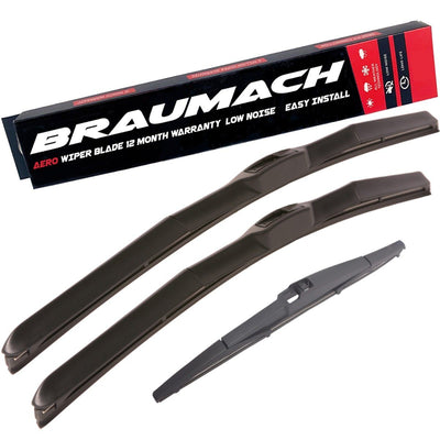 Wiper Blades Hybrid Aero For Hyundai Lantra WAGON 1996-2000 FRONT PAIR & REAR BRAUMACH Auto Parts & Accessories 