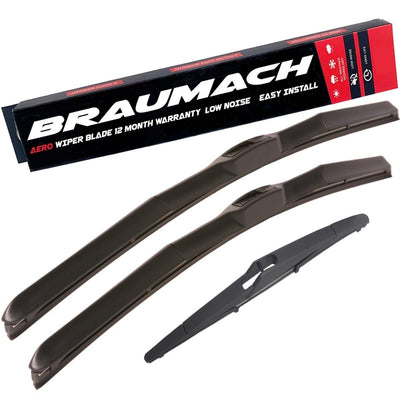 Wiper Blades Hybrid Aero For Mitsubishi Mirage (LA) HATCH 2012-2016 FRONT PAIR & REAR BRAUMACH Auto Parts & Accessories 