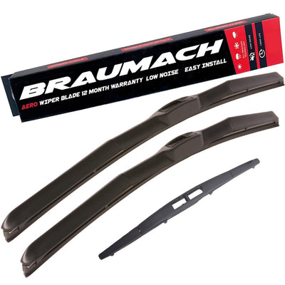 Wiper Blades Hybrid Aero For Toyota Corolla (For ZZE122R) HATCH 2001-2007 FRONT PAIR & REAR BRAUMACH Auto Parts & Accessories 