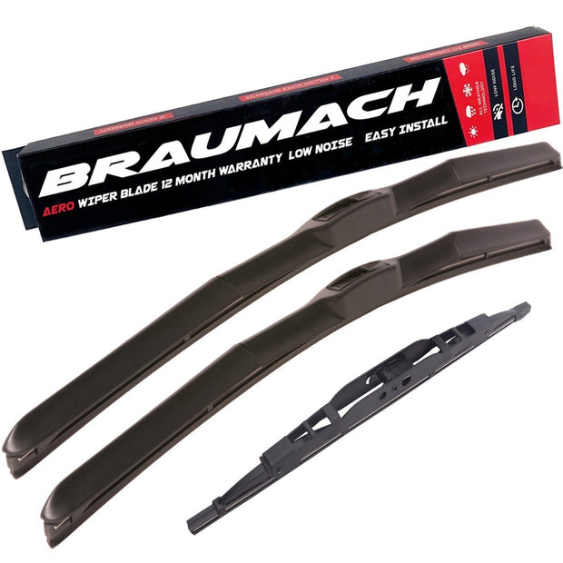 Wiper Blades Hybrid Aero Ford EcoSport (For BK) SUV 2013-2017 FRONT PAIR & REAR BRAUMACH Auto Parts & Accessories 