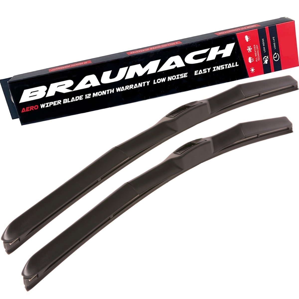 thumbnail image 2 of Braumach Hybrid Aero Wiper Blades For Honda Accord Euro CU 8th Gen Sedan 2008-2016 – Front Set 2 of 5
