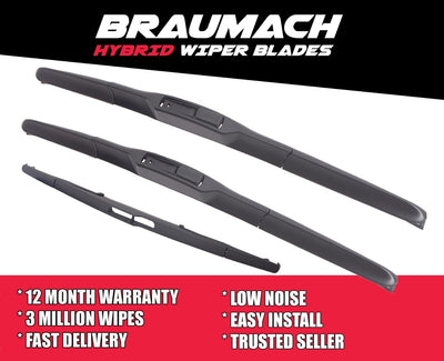 Wiper Blades Hybrid Aero Peugeot 206 (For T1) HATCH 1999-2000 FRONT PAIR & REAR BRAUMACH Auto Parts & Accessories 