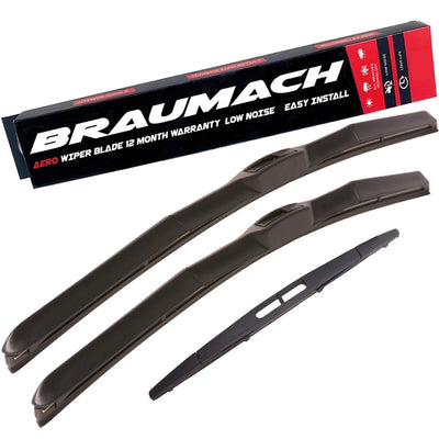 Wiper Blades Hybrid Aero SsangYong Musso (For VERS 1, 2, 3, 4, 5) SUV 1993-2006 FRONT PAIR & REAR BRAUMACH Auto Parts & Accessories 