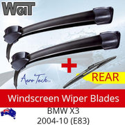 Wiper Blades Kit Front Rear For BMW X3 2004-10 (E83) - Aero Design 3 x Blades BRAUMACH Auto Parts & Accessories 