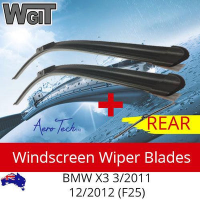 Wiper Blades Kit Front Rear For BMW X3 3-2011-12-2012 (F25) - Aero Design 3 Blades BRAUMACH Auto Parts & Accessories 