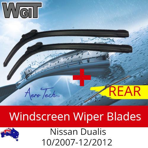 Wiper Blades Kit Front Rear For for Nissan Dualis 10-2007-12-2014 - Aero 3 Blades BRAUMACH Auto Parts & Accessories 